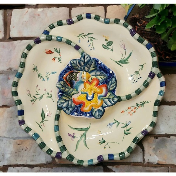 Fitz and Floyd Essentials Starfish, Ocean Divided Platter Serving Dish Koi - Picture 5 of 10